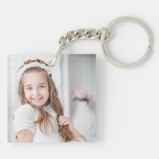 Girl Photo Dusty Pink First Commune Sleutelhanger (Achterkant)