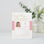 Girl Photo First Communication - Roze Kaart (Staand voorkant)