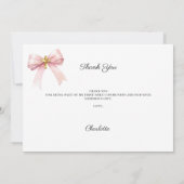 Girl photo pink bow cross Confirmation Bedankkaart (Achterkant)