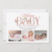 Girl Photo Roos Gold | Floral Aankondiging (Voorkant)