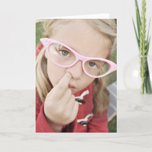 Girl Picking Nose Birthday Card Kaart