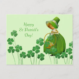 Girl Picking Shamrocks St Patrick's Day Briefkaart