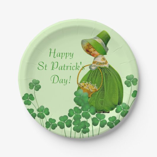 Girl Picking Shamrocks St Patrick's Day Papieren Bordje (Voorkant)