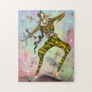 Girl Pilot Puzzle Painting Legpuzzel