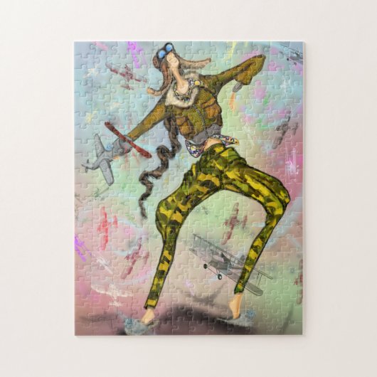Girl Pilot Puzzle Painting Legpuzzel (Verticaal)