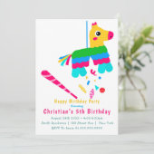Girl Piñata 5th Birthday Invitations (Staand voorkant)