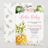 Girl Pineapple Baby shower Kaart (Voorkant / Achterkant)