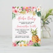 Girl Pineapple Baby shower Kaart (Staand voorkant)