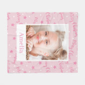 Girl Pink Aangepaste foto Kerstmis Fleece Deken (Voorkant (Horizontaal))