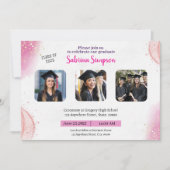 Girl Pink Afstuderen Invitation Kaart (Voorkant)
