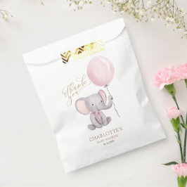 Girl Pink ballon Elephant Baby shower Dank je Bedankzakje