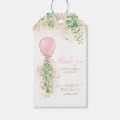 Girl Pink Balloon Greenery Baby shower Dank je Cadeaulabel (Voorkant)