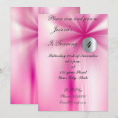 Girl Pink Birthday Party Invitation Kaart (Voorkant / Achterkant)