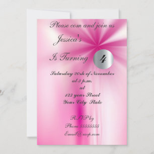 Girl Pink Birthday Party Invitation Kaart