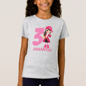 GIRL Pink Birthday Party Pirate 3rd Name T-Shirt (Voorkant)