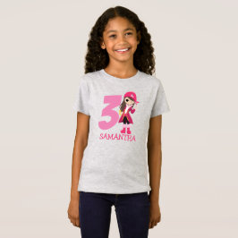 GIRL Pink Birthday Party Pirate 3rd Name T-Shirt