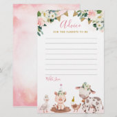 Girl Pink Boerderij Baby shower Advice Kaart (Voorkant / Achterkant)