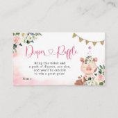 Girl Pink Boerderij Baby shower Diaper Raffle Encl Informatiekaartje (Voorkant)