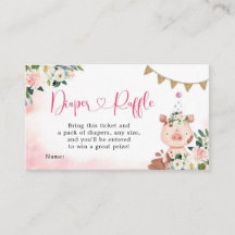 Girl Pink Boerderij Baby shower Diaper Raffle Encl