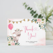 Girl Pink Boerderij Baby shower Hartelijk dank Bedankkaart (Staand voorkant)