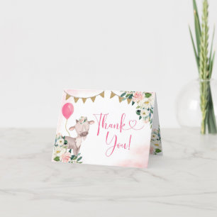 Girl Pink Boerderij Baby shower Hartelijk dank Bedankkaart
