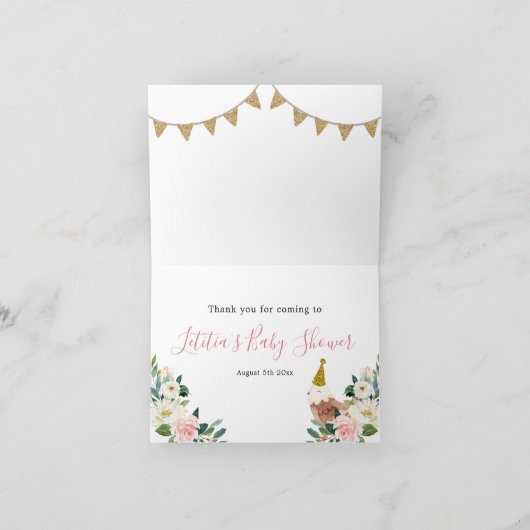 Girl Pink Boerderij Baby shower Hartelijk dank Bedankkaart (Binnen)