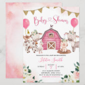 Girl Pink Boerderij Baby shower Kaart (Voorkant / Achterkant)