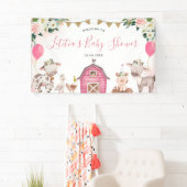 Girl Pink Boerderij Baby shower Large Banner Sign (Insitu)