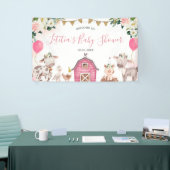 Girl Pink Boerderij Baby shower Large Banner Sign (Beurs)
