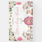 Girl Pink Boerderij Baby shower Large Banner Sign (Verticaal)