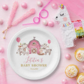 Girl Pink Boerderij Baby shower Paper Bord (Feest)