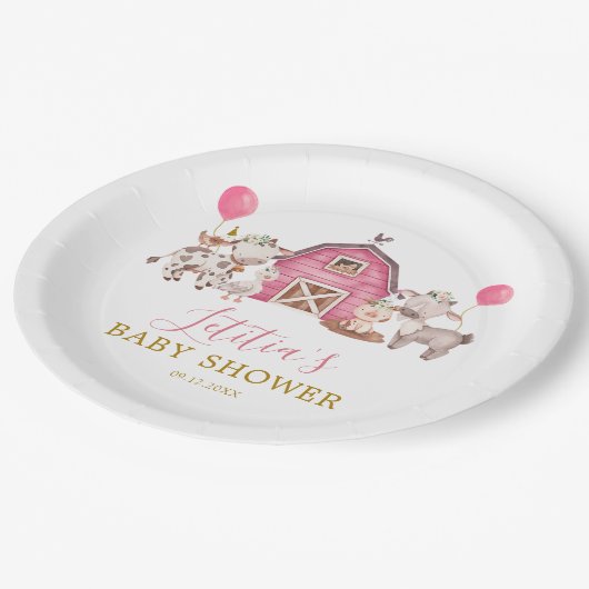 Girl Pink Boerderij Baby shower Paper Bord (Gekanteld)