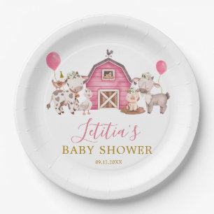 Girl Pink Boerderij Baby shower Paper Bord