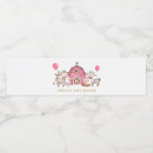 Girl Pink Boerderij Baby shower Waterfles Etiket (Enkel label)