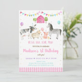 Girl Pink Boerderij Birthday Kaart (Staand voorkant)