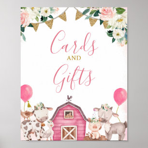 Girl Pink Boerderij Kaarten en cadeaubord Poster