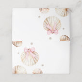 Girl Pink Bow Shell Baby Shower Appointment Card Afsprakenkaart (Buitenkant ongevouwen)