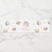 Girl Pink Bow Shell Baby Shower Bottle Label Waterfles Etiket (Enkel label)