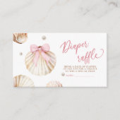 Girl Pink Bow Shell Baby Shower Diaper Raffle Informatiekaartje (Voorkant)