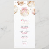 Girl Pink Bow Shell Baby Shower Flat Menu (Voorkant)