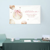 Girl Pink Bow Shell Baby Shower Large Banner (Beurs)