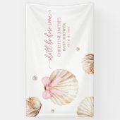 Girl Pink Bow Shell Baby Shower Large Banner (Verticaal)