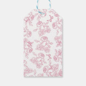 Girl Pink Bow Toile Tea Party Cadeaulabel (Achterkant)