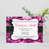 Girl Pink Camouflage Baby shower Uitnodiging (Staand voorkant)