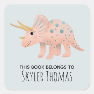 Girl Pink Dit boek behoort tot Dinosaur en noemt K Vierkante Sticker