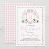 Girl Pink Duck Baby shower Gingham Pink Kaart (Voorkant / Achterkant)
