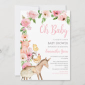 Girl Pink Farm Baby Shower Kaart (Voorkant)