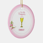 Girl Pink First Heilige Communie, Chalice, Host, R Keramisch Ornament (Rechts)