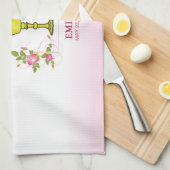 Girl Pink First Heilige Communie, Chalice, Host, R Theedoek (Quarter Fold)