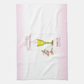 Girl Pink First Heilige Communie, Chalice, Host, R Theedoek (Verticaal)